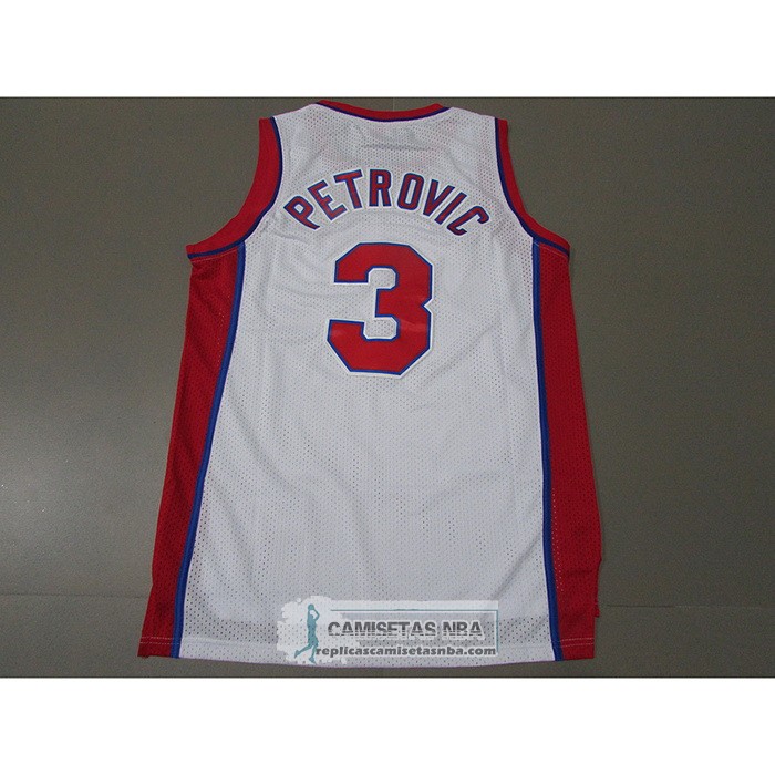 Camiseta Brooklyn Nets Drazen Petrovic NO 3 Mitchell & Ness 1992-93 Blanco